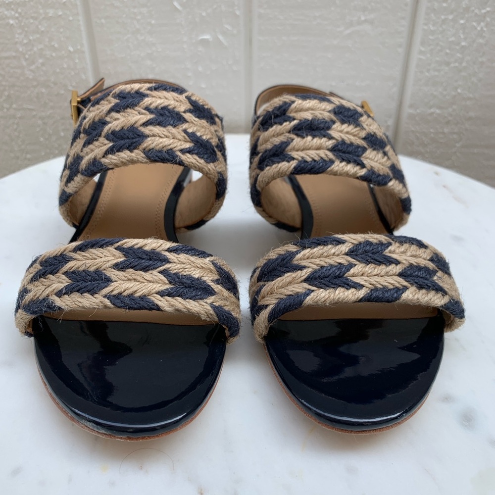 Tory Burch Navy Blue and Tan Woven Sandals. New wo tag. Never worn. - Picture 4 of 7